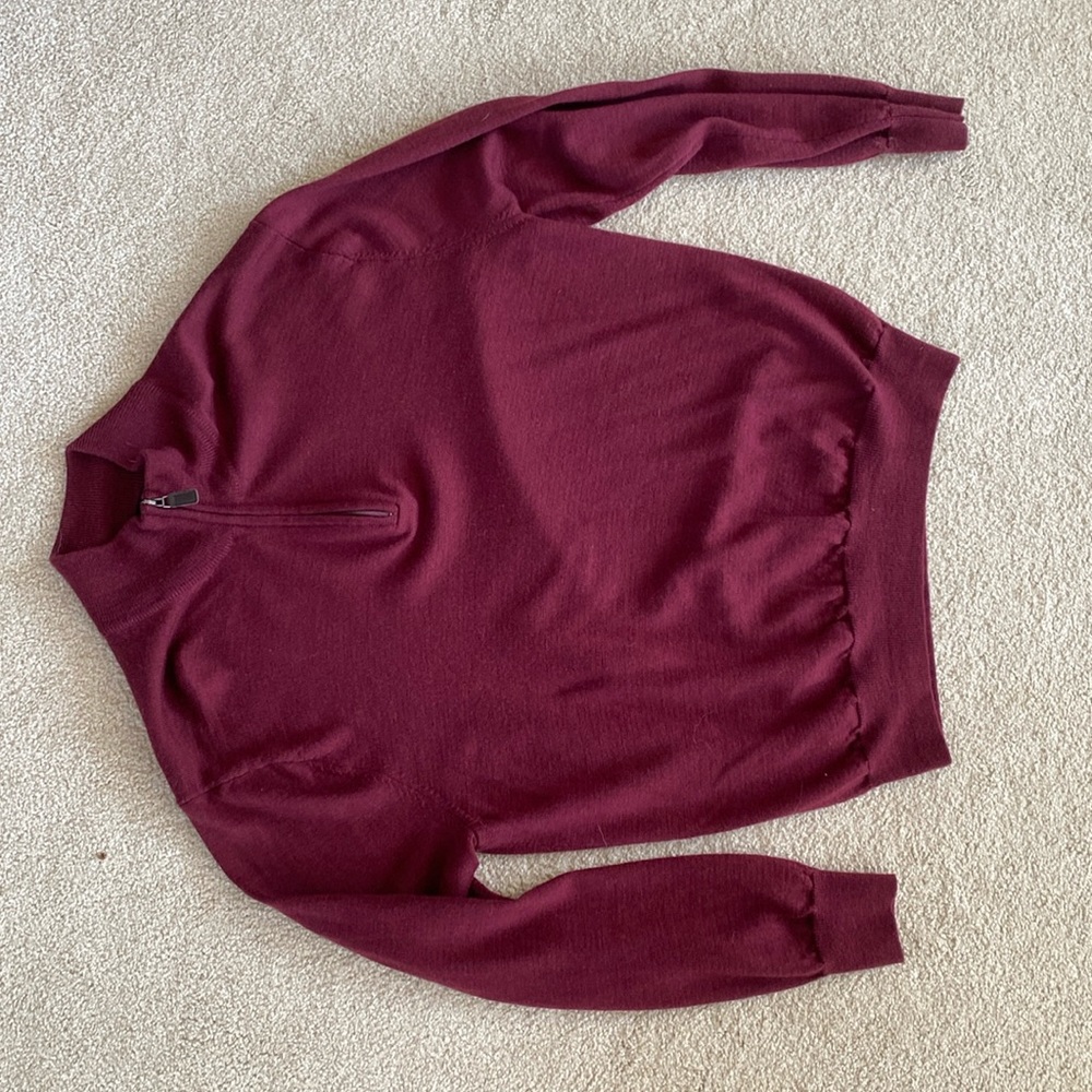 Jos A Bank maroon 1/4 zip merino wool sweater. Large.